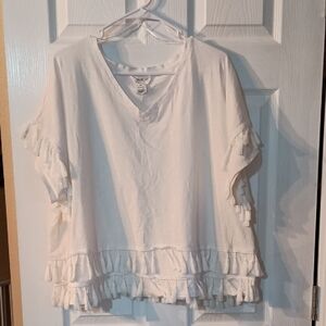New For The Republic Womens Boho Style V-Neck Knotted Fringe Trim Top z100